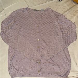 Chic Lavender Checkered Cardigan
